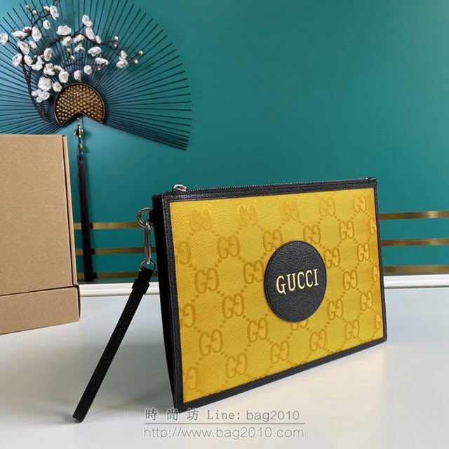 Gucci古馳包包 G家新款手包 625598 古奇黃布/克皮男士手拿包 gdj1404